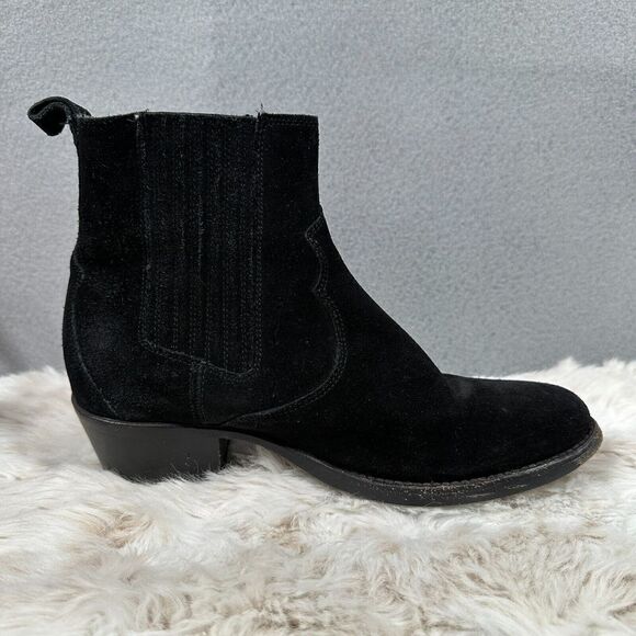 Frye Diana Chelsea‎ Boot Black Suede Block Heel Western Casual Pull On Size 6B - Picture 1 of 13
